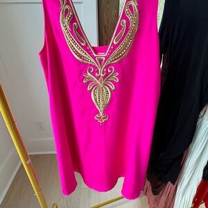 Lilly Pulitzer Fuchsia Tank with Gold Detailing